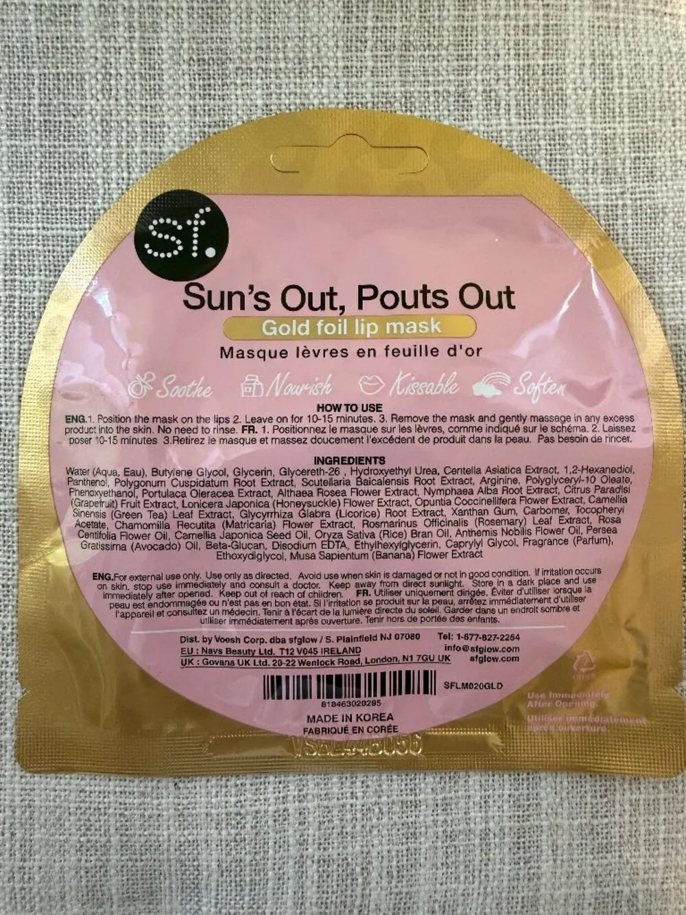 Sun's Out, Pouts Out Gold Foil Lip Masks - Set of 4